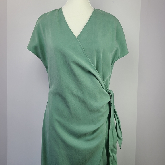 & Other Stories Paris Atelier green true wrap linen blend maxi dress, NWOT,Sz 10 - Picture 4 of 7
